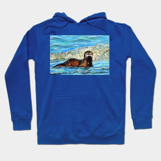 Otter in the Waves 2 Hoodie by ArtbyKirstenSneath